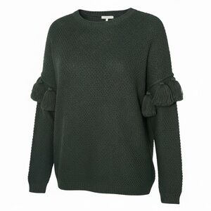 Mud Pie Olive Green Tassel Sleeve Sweater‎ – Women’s Small (Boxy Fit)